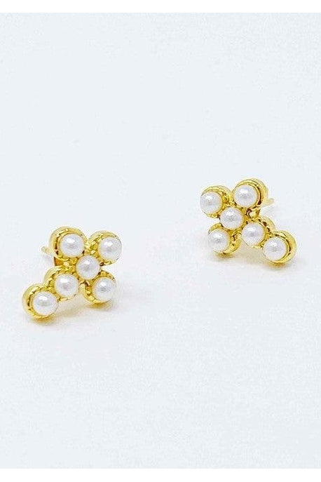 Dainty Cross Stud Earrings, Gold Plated - SwagglyLife Home & Fashion