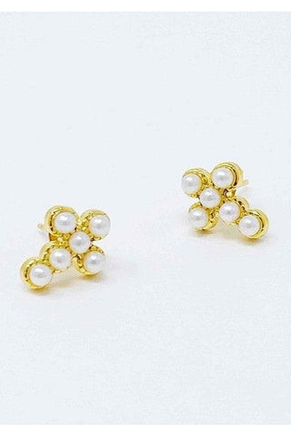 Dainty Cross Stud Earrings, Gold Plated - SwagglyLife Home & Fashion