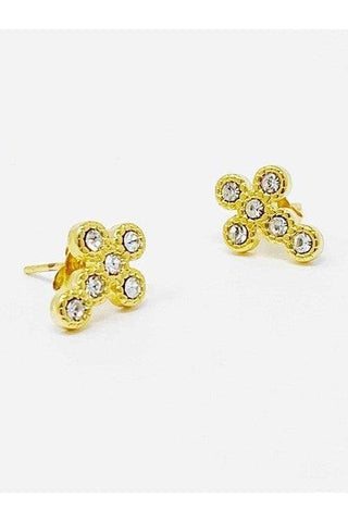 Dainty Cross Stud Earrings, Gold Plated - SwagglyLife Home & Fashion