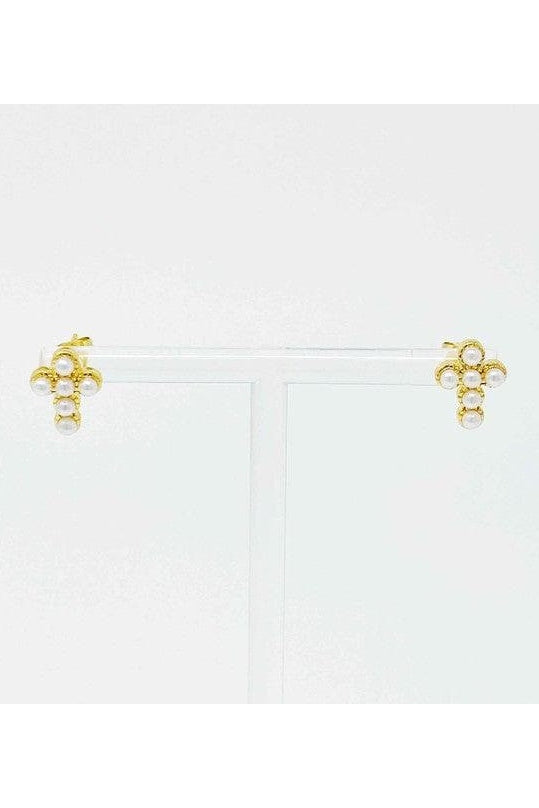 Dainty Cross Stud Earrings, Gold Plated - SwagglyLife Home & Fashion