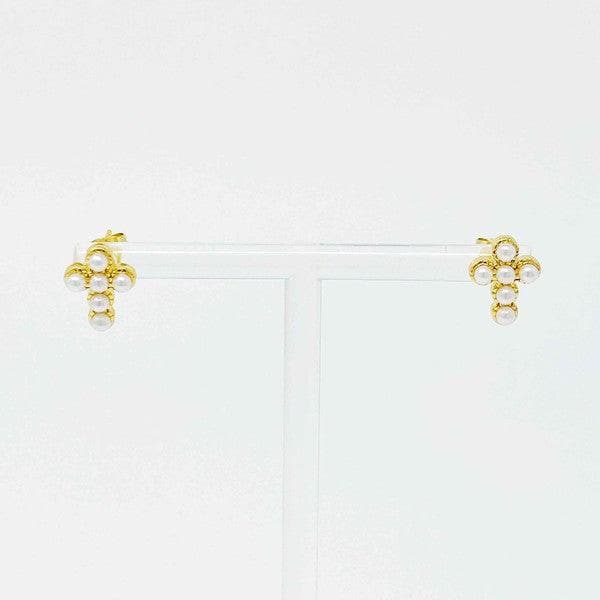 Dainty Cross Stud Earrings, Gold Plated - SwagglyLife Home & Fashion