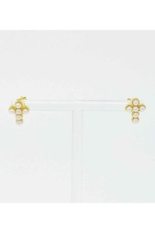 Dainty Cross Stud Earrings, Gold Plated - SwagglyLife Home & Fashion