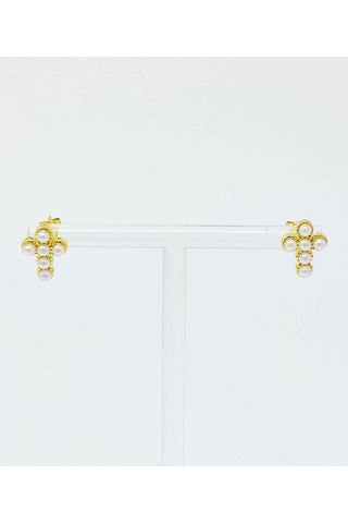 Dainty Cross Stud Earrings, Gold Plated - SwagglyLife Home & Fashion