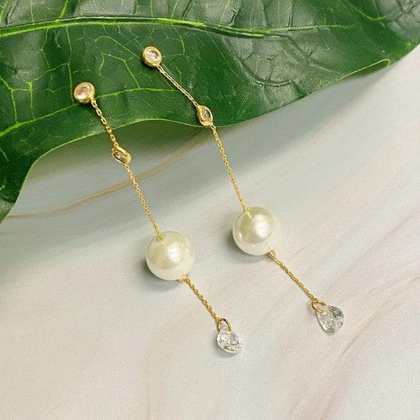 Dainty Jewel Bold Pearl Drop Earrings - SwagglyLife Home & Fashion