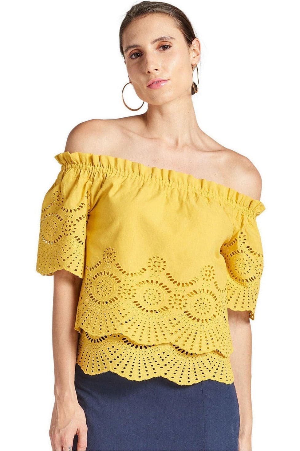 Daisy Top - Off The Shoulder Cotton Eyelet Top - SwagglyLife Home & Fashion