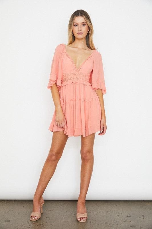 Dakota Flutter Sleeved Mini Dress - SwagglyLife Home & Fashion