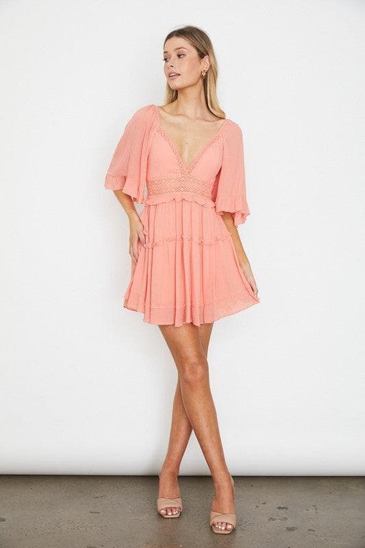 Dakota Flutter Sleeved Mini Dress - SwagglyLife Home & Fashion