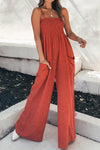 Dana Smocked Spaghetti Strap Wide Leg Jumpsuit - SwagglyLife Home & Fashion