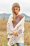 DAVI & DANI Crochet Floral Printed Long Sleeve Knit Cardigan - SwagglyLife Home & Fashion