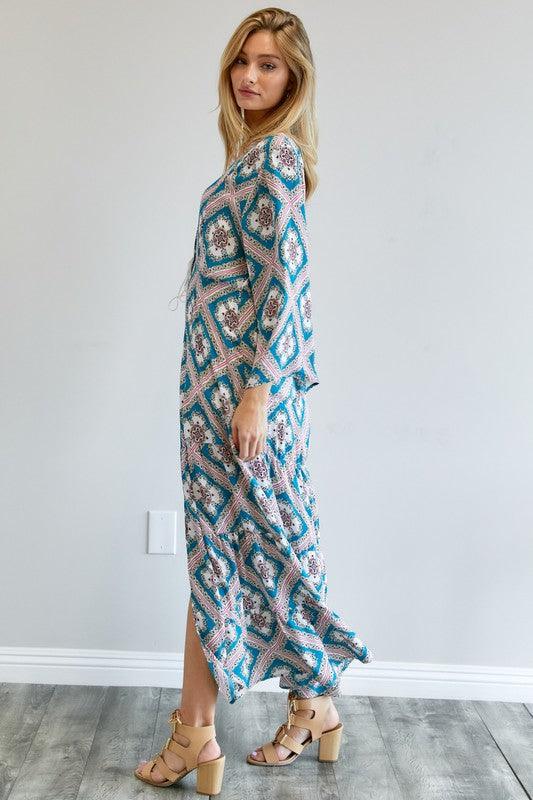 DAVI & DANI Printed Long Sleeve Loose Kimono - SwagglyLife Home & Fashion