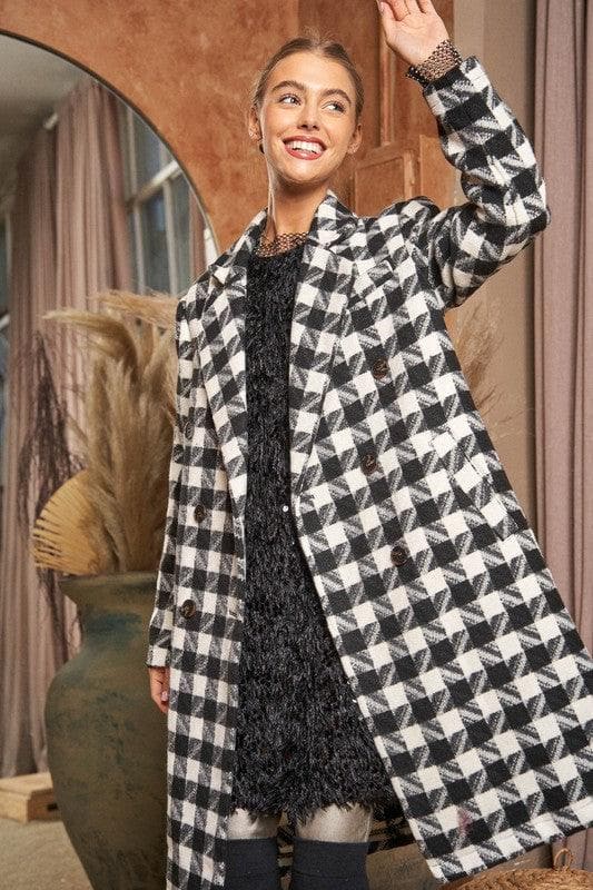 DAVI & DANI Textured Knit Tweed Double Button Coat Jacket - SwagglyLife Home & Fashion