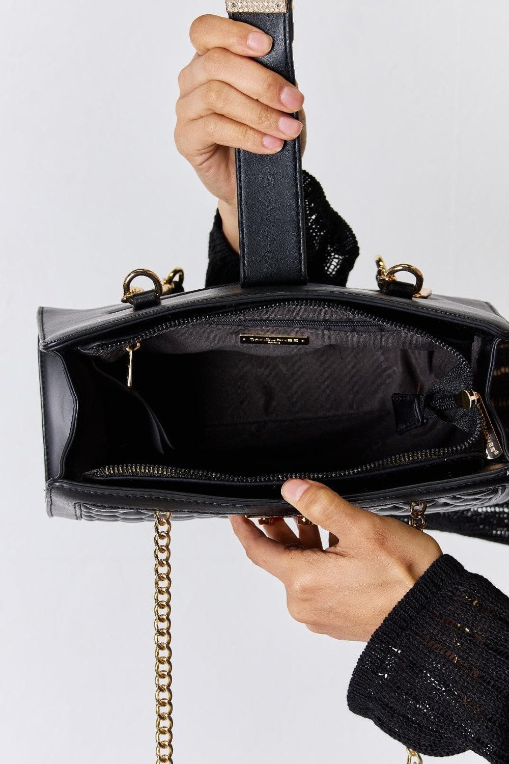 David Jones Quilted PU Leather Handbag - SwagglyLife Home & Fashion