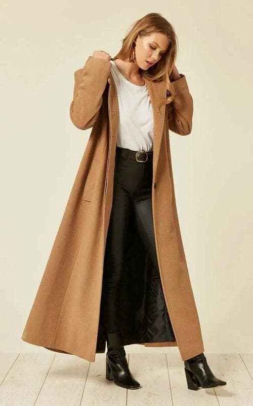 DE LA CREME Oversized Wool Blend Hooded Long Coat - SwagglyLife Home & Fashion