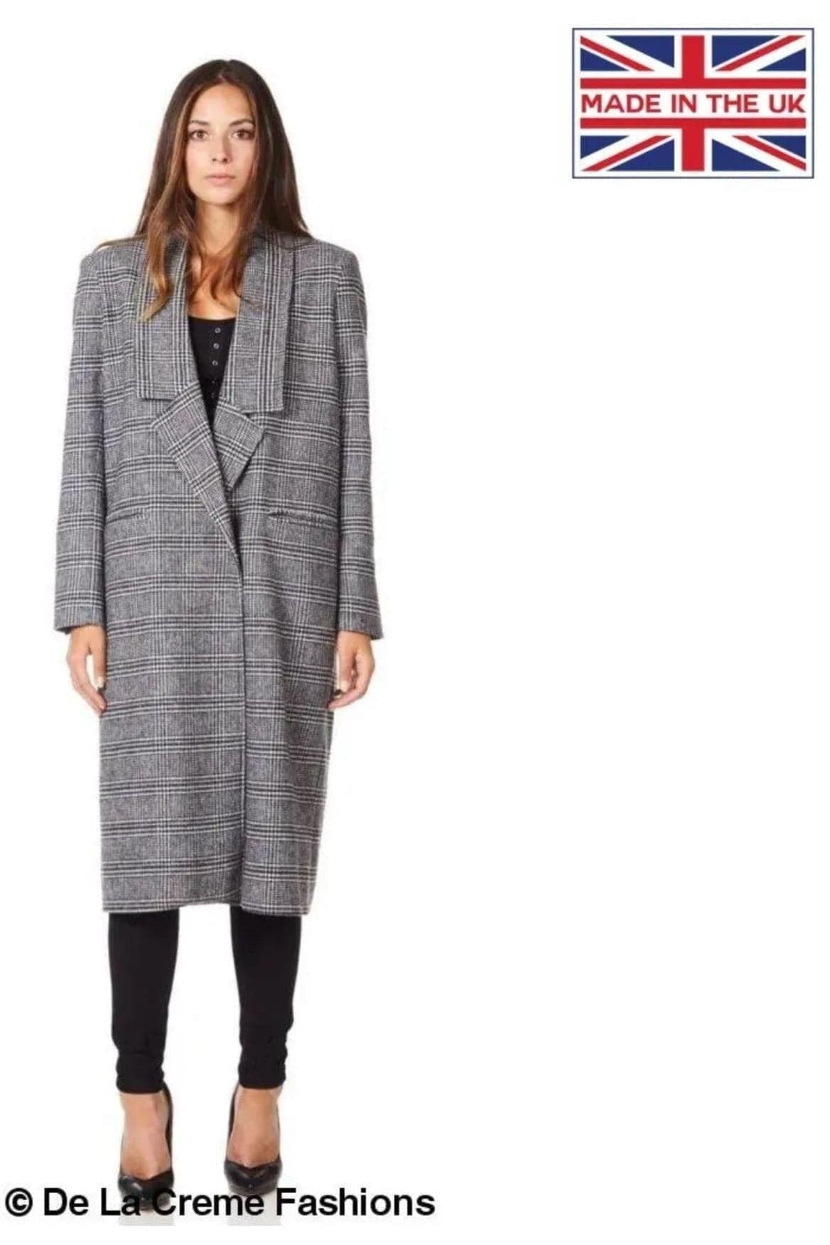 Women's Prince Of Wales Check Wrap Long Coat - SwagglyLife Home & Fashion