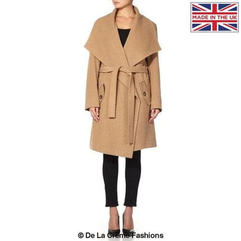 De La Creme Women's Wool Blend Large Lapel Duster Coat - SwagglyLife Home & Fashion