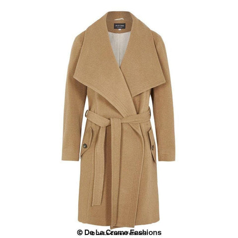 De La Creme Women's Wool Blend Large Lapel Duster Coat - SwagglyLife Home & Fashion