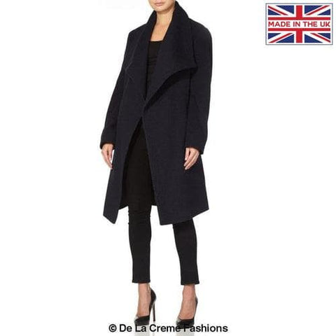 De La Creme Women's Wool Blend Large Lapel Duster Coat - SwagglyLife Home & Fashion