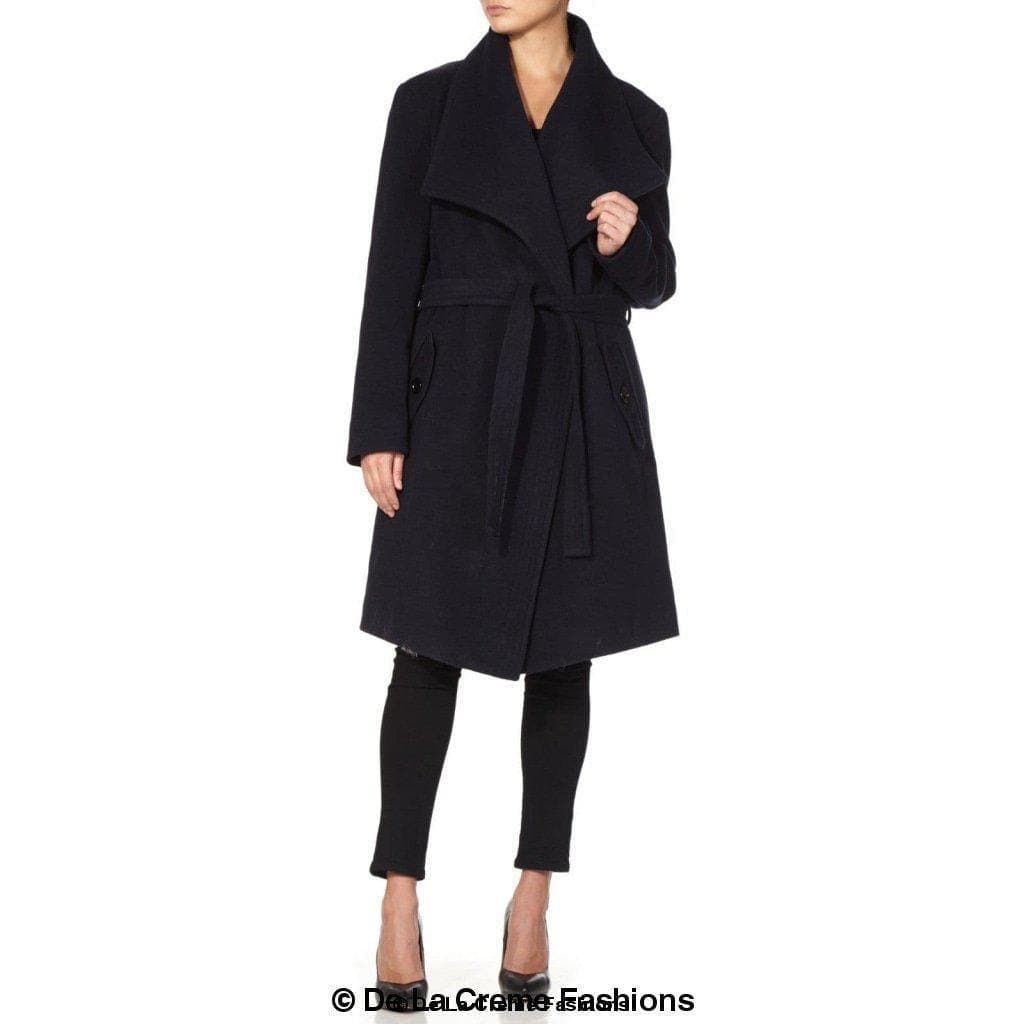 De La Creme Women's Wool Blend Large Lapel Duster Coat - SwagglyLife Home & Fashion