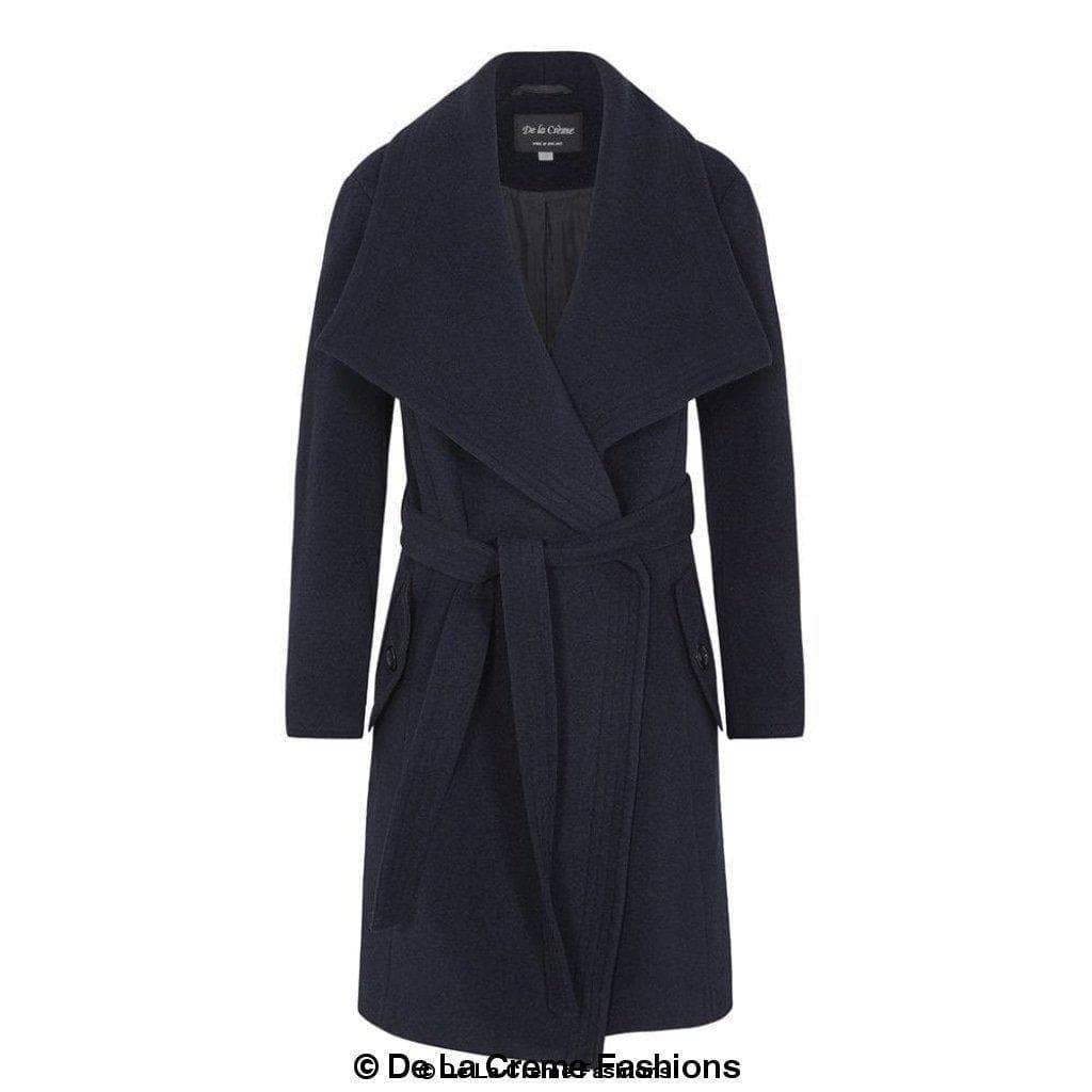 De La Creme Women's Wool Blend Large Lapel Duster Coat - SwagglyLife Home & Fashion