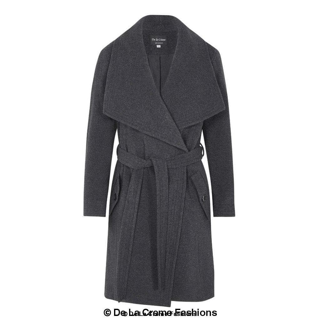 De La Creme Women's Wool Blend Large Lapel Duster Coat - SwagglyLife Home & Fashion