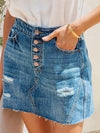 Debbie Button-Fly Distressed Raw Hem Denim Skirt - SwagglyLife Home & Fashion