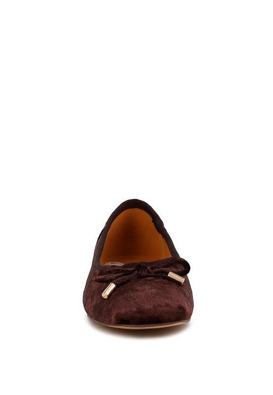 Rag & Co Buckrose Velvet Bow Ballerinas