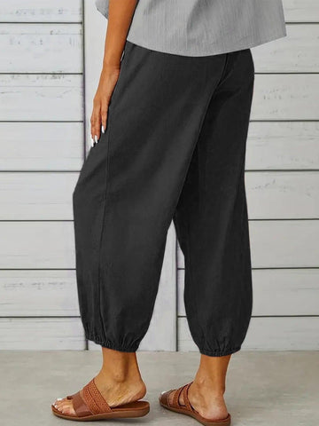 Decorative Button Cropped Pants - SwagglyLife Home & Fashion