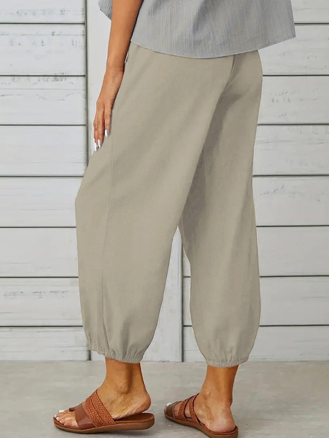 Decorative Button Cropped Pants - SwagglyLife Home & Fashion