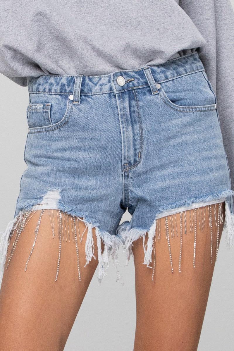 Denim Lab USA Rhinestone Denim Shorts - SwagglyLife Home & Fashion