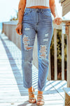 Distressed Ankle-Length Straight Leg Jeans - SwagglyLife Home & Fashion