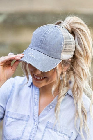 Distressed Messy Bun Hat Cap - SwagglyLife Home & Fashion