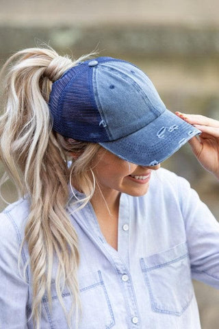 Distressed Messy Bun Hat Cap - SwagglyLife Home & Fashion