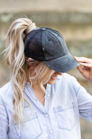 Distressed Messy Bun Hat Cap - SwagglyLife Home & Fashion