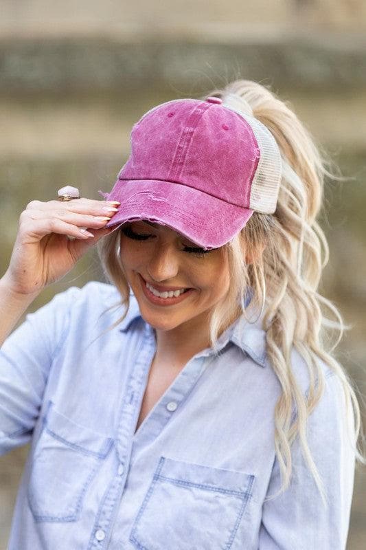 Distressed Messy Bun Hat Cap - SwagglyLife Home & Fashion