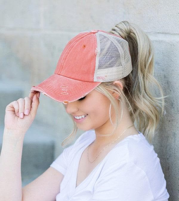 Distressed Messy Bun Hat Cap - SwagglyLife Home & Fashion