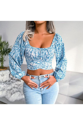 Ditsy Floral Crisscross Cropped Top - SwagglyLife Home & Fashion