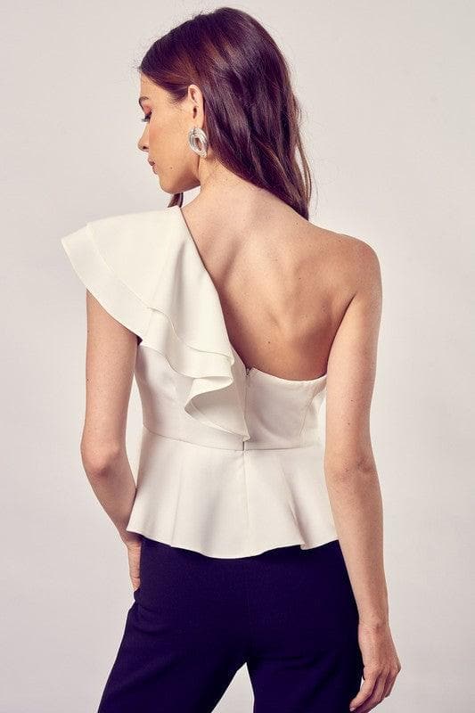 Do + Be Collection One Shoulder Ruffle Peplum Top - SwagglyLife Home & Fashion