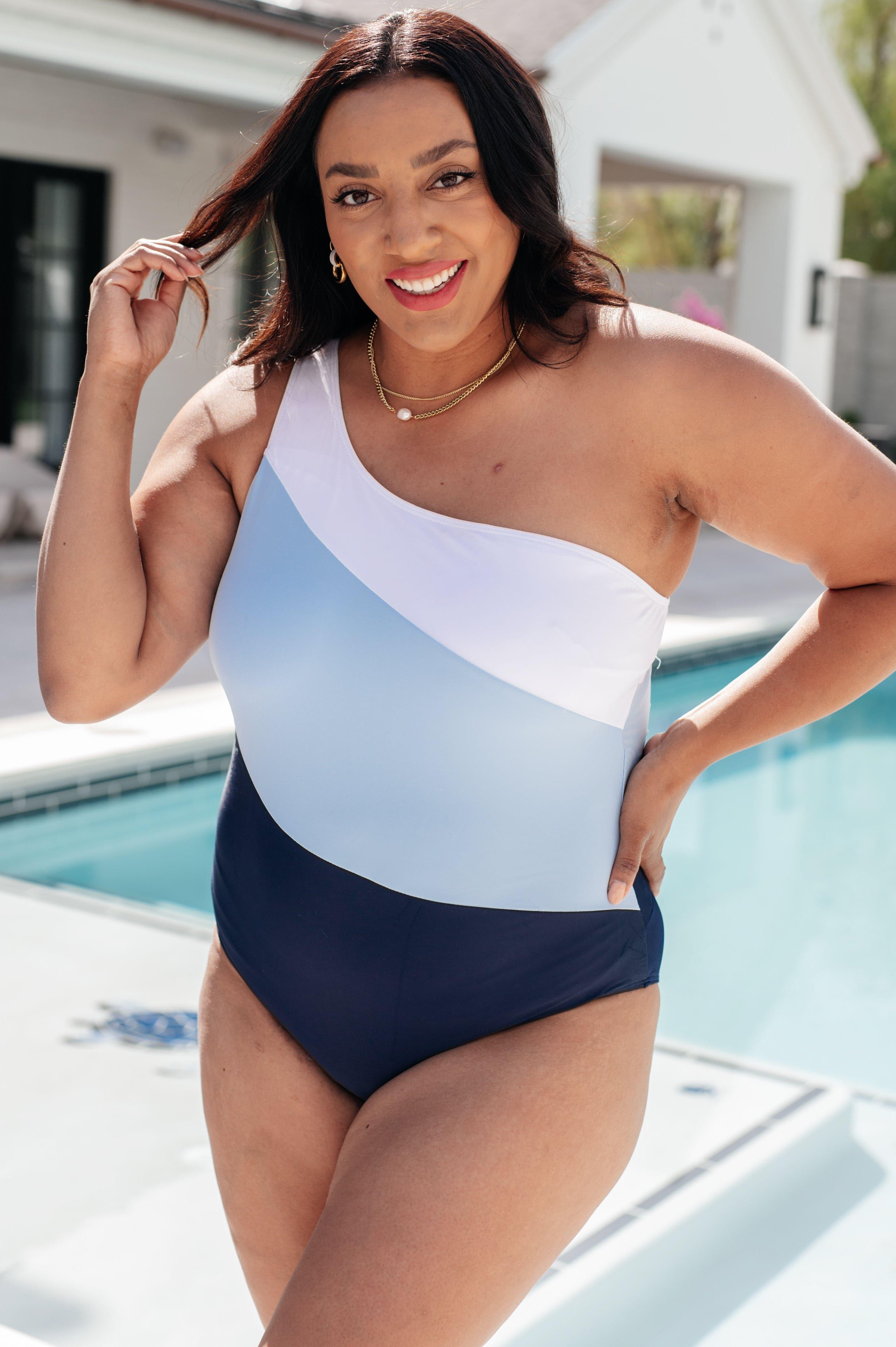 Dominica Color Block Asymmetrical Swimsuit - SwagglyLife Home & Fashion