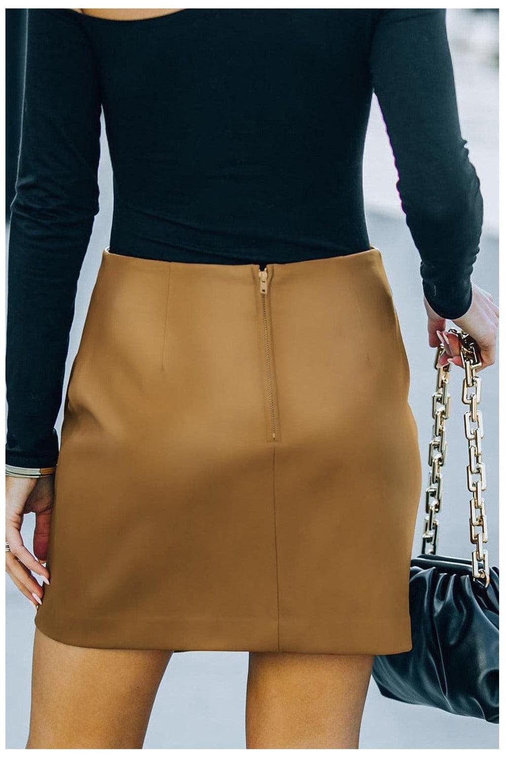 Women's Asymmetrical Faux Leather Mini Skirt