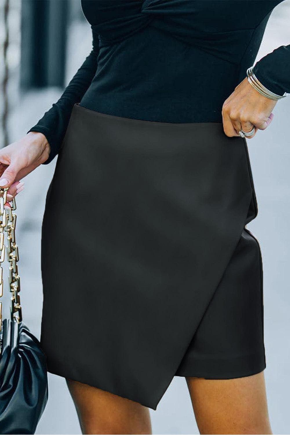 Women's Asymmetrical Faux Leather Mini Skirt
