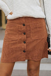 Double Take Buttoned Corduroy Mini Skirt, Rusty Orange - SwagglyLife Home & Fashion