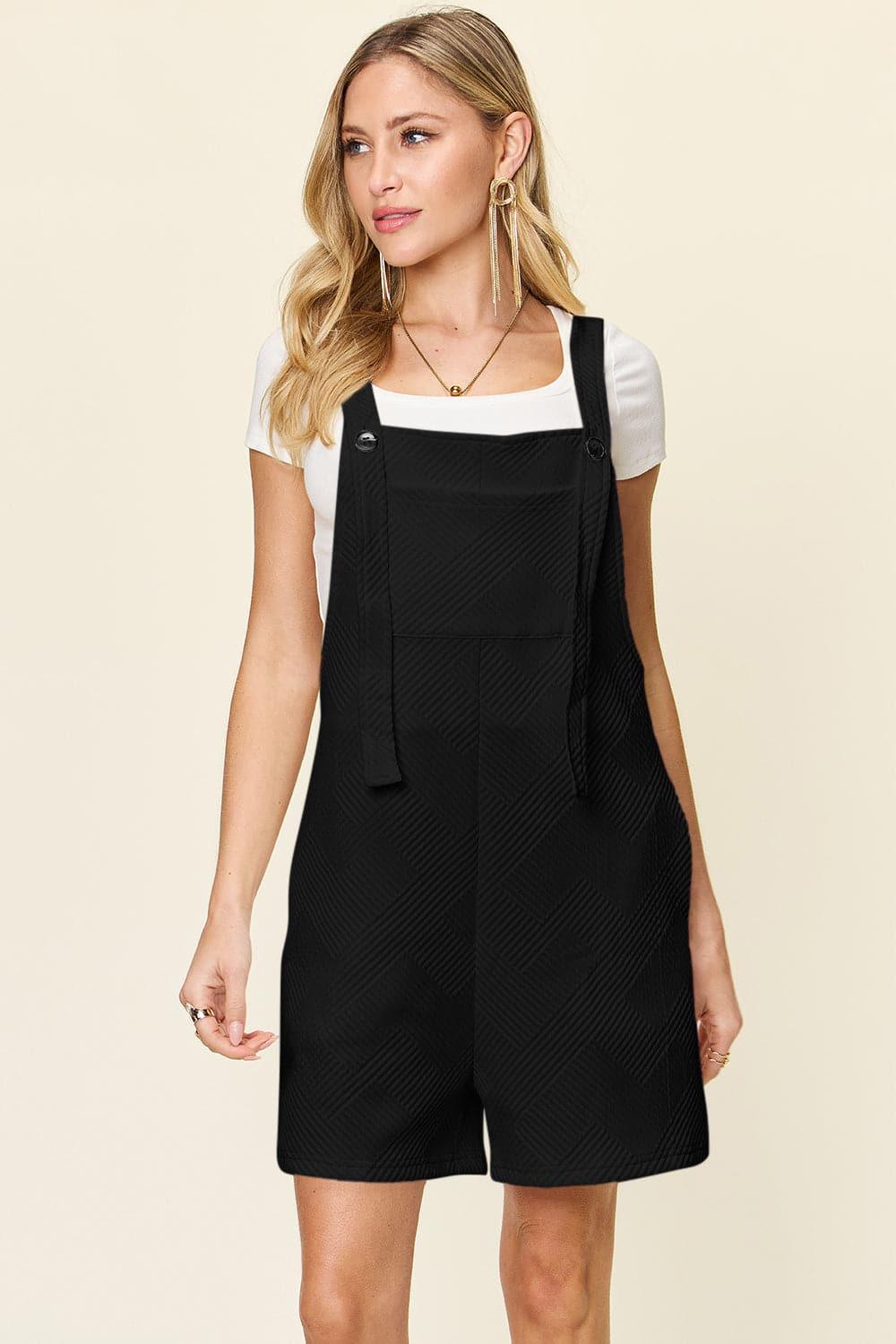 Double Take Full Size Texture Sleeveless Romper - SwagglyLife Home & Fashion