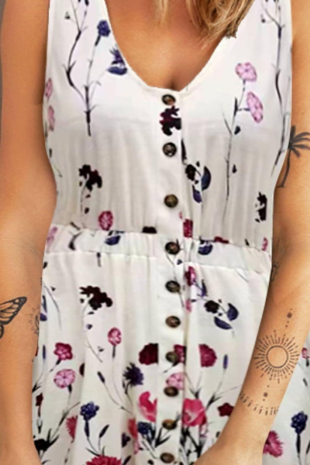 Double Take Scoop Neck Buttoned Sleeveless Magic Dress with Pockets - SwagglyLife Home & Fashion