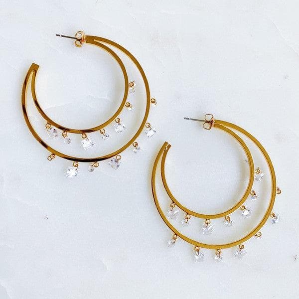 Doubled Hoop Crystal Dangle Earrings - SwagglyLife Home & Fashion