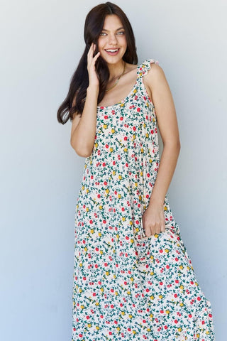 Doublju In The Garden Ruffle Floral Maxi Dress in Natural Rose - SwagglyLife Home & Fashion