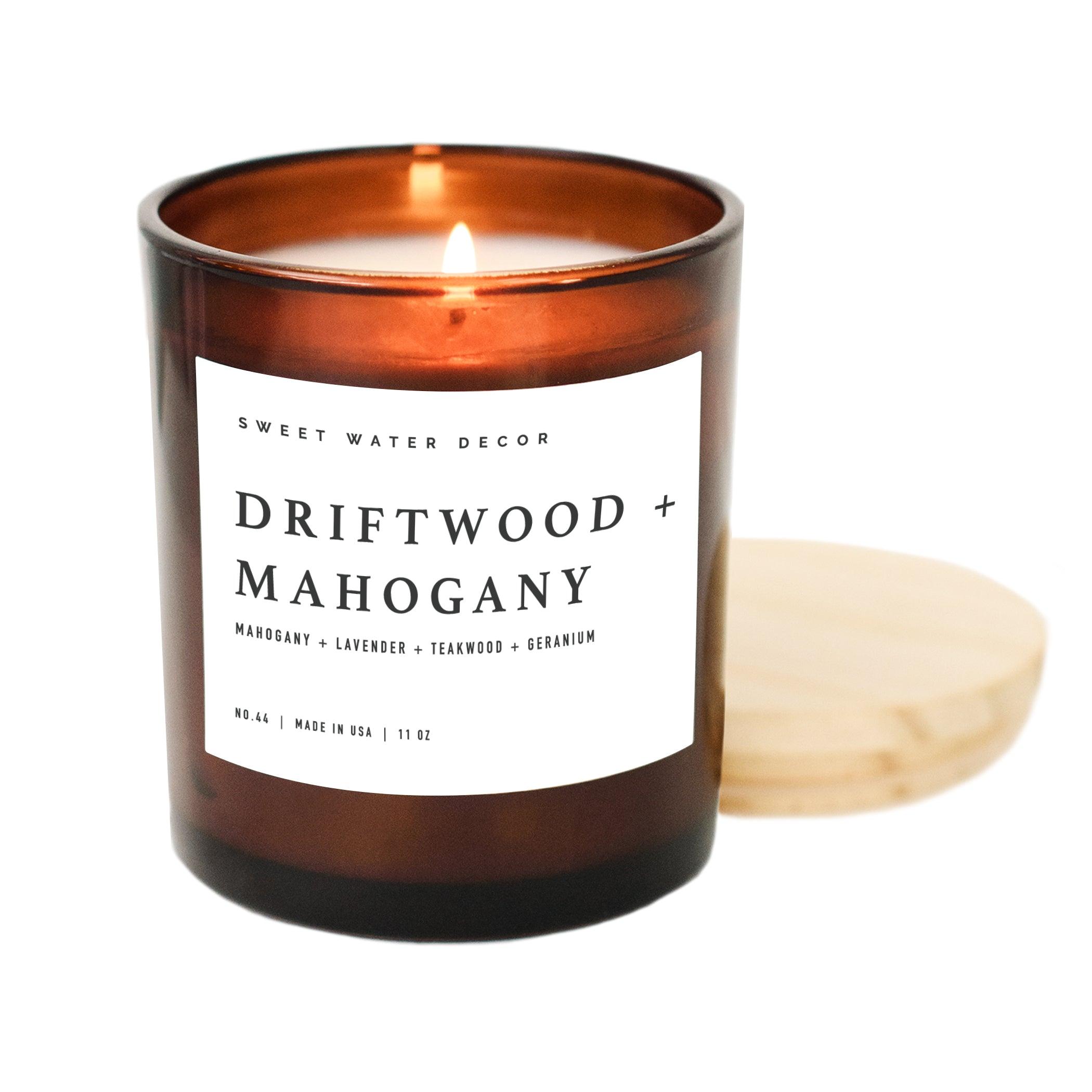 Driftwood and Mahogany Soy Candle - Amber Jar - 11 oz - SwagglyLife Home & Fashion