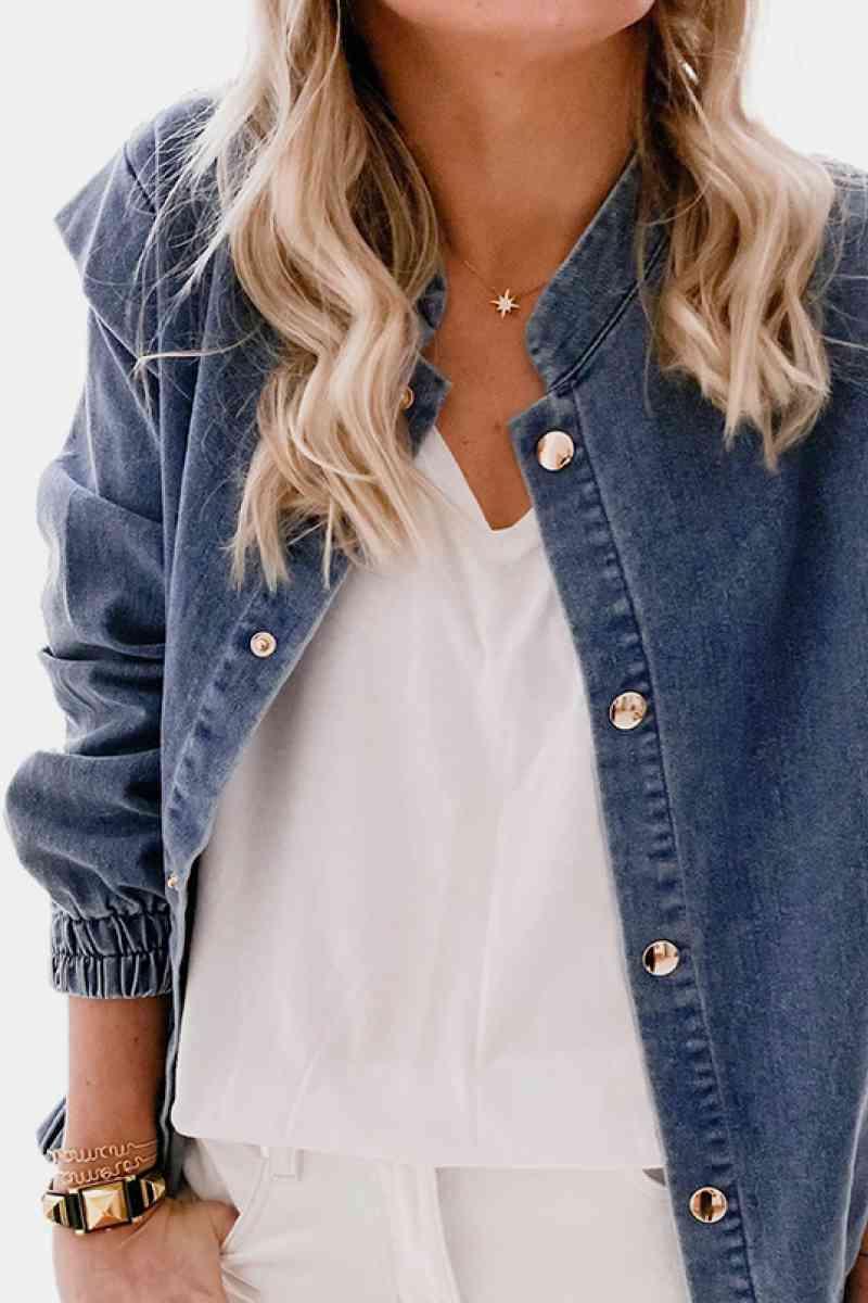 Andrea Shoulder Detail Denim Button Down Shirt