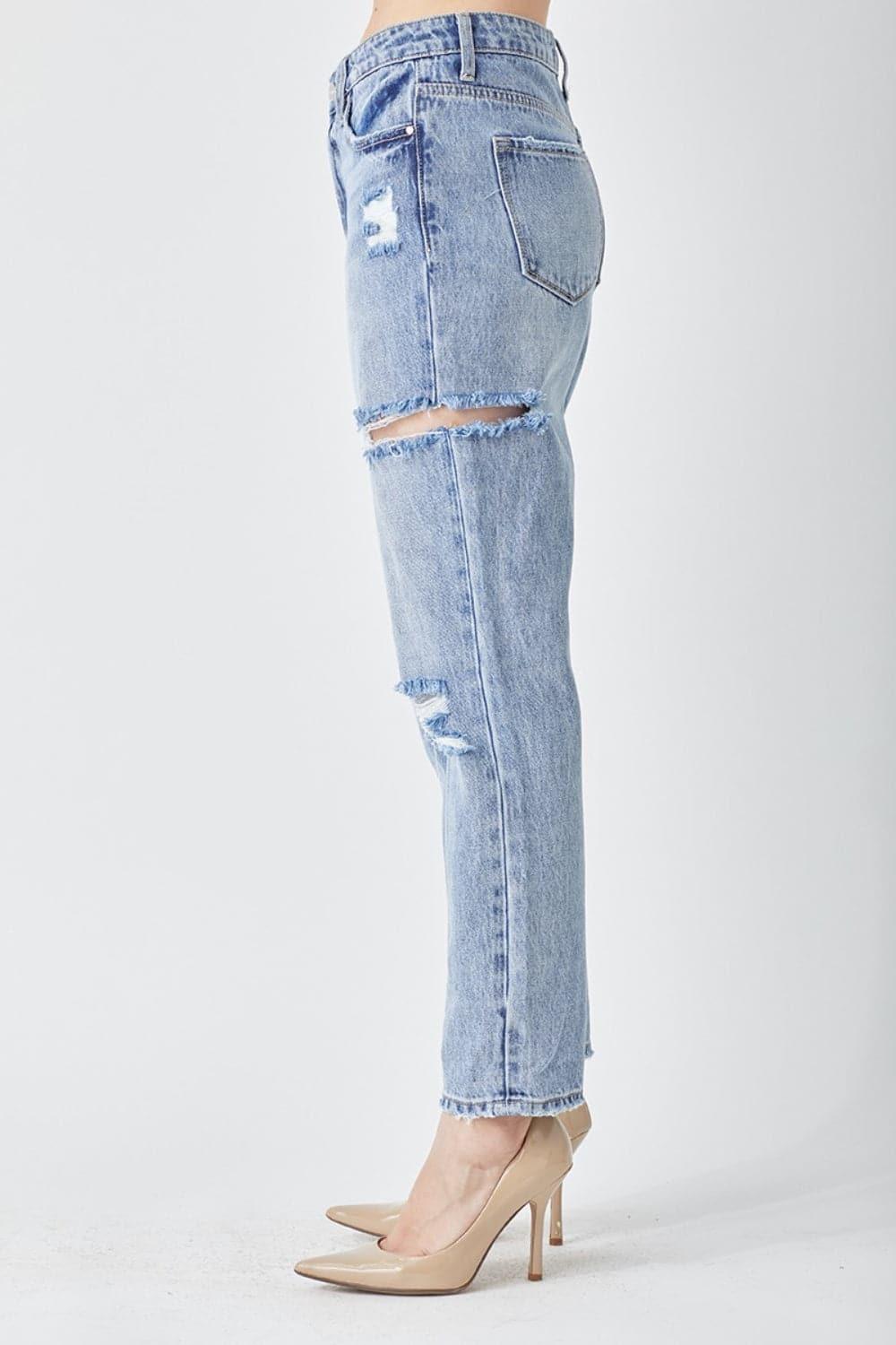 RISEN Distressed Slim Cropped Jeans - SwagglyLife Home & Fashion