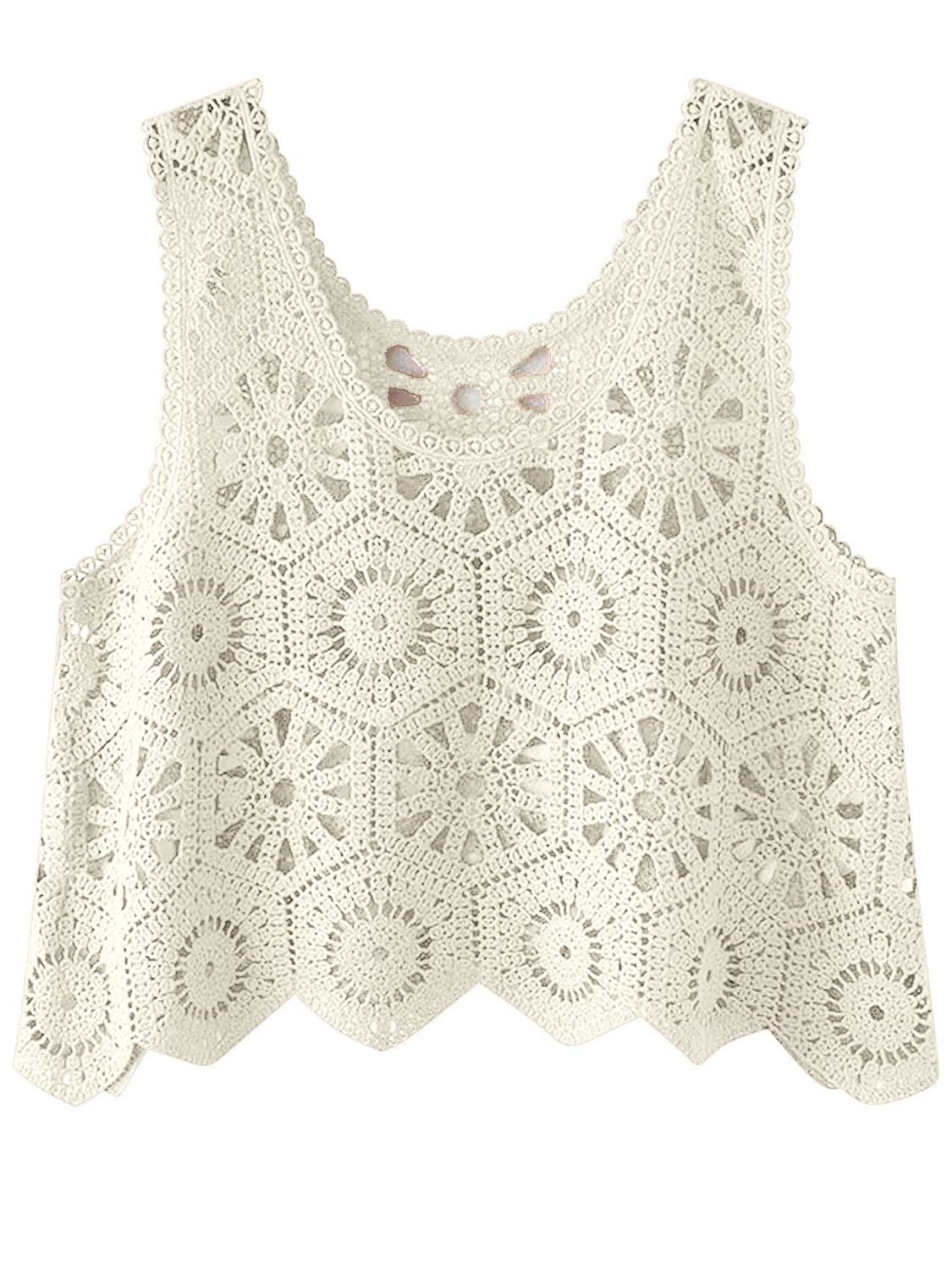 Karla Openwork Round Neck Knit Vest