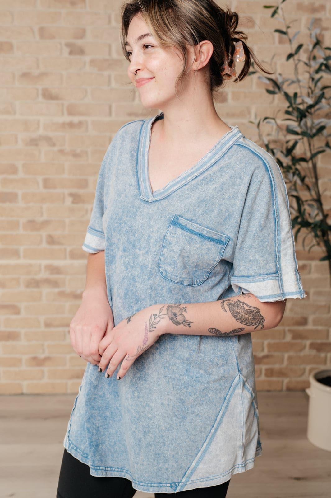 Earthy Chic Mineral Wash Mini Dress in Denim - SwagglyLife Home & Fashion